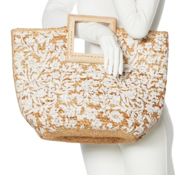 Printed Straw Tote - Picture 2 of 7